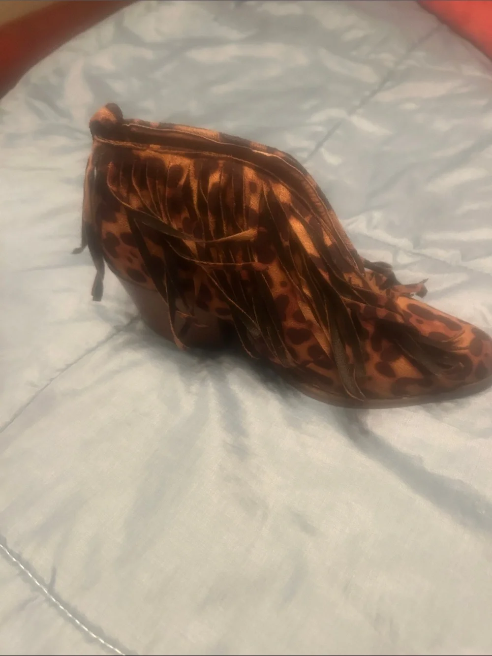 BEAST FASHION Leopard Fringe Lace-Up Ankle Boots - Brown & Black